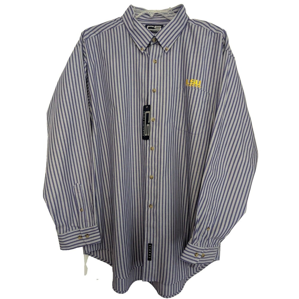 Vtg LSU Tigers Mens Shirt NWT XXL Crable Sportswear Striped Button Down 90s NCAA